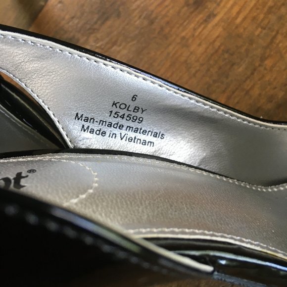 Lime Light "Kolby" Black Faux Patent Leather 4" Sling Back Heels Size 6 - Picture 5 of 6